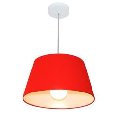 Lustre Pendente Cone Md-4039 Cúpula Em Tecido 21/40x30cm Verm