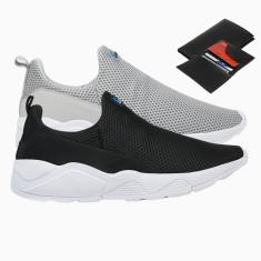 Kit 2 Tênis Masculino Esporte Academia Caminhada Cross Conforto Dia a Dia + Carteira-Masculino