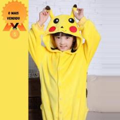 Pikachu Pokemon Fantasia Pijama Kigurumi Macacão Roupa Infantil  Anime