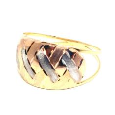 Anel de ouro 18k Tricolor malha - Elegancy Joias, 9