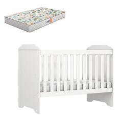 Berço Americano Mini Cama Mel Branco Brilho com Colchão Gazin - Caroli