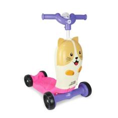Patinete Infantil Com Banquinho Calesita Scooty Cat, Rosa
