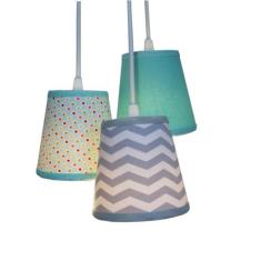 Lustre Pendente Luminária Tecido Chevron Cinza e Verde - Crie Casa