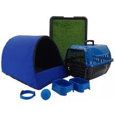 Kit Cachorro Gato Cama Caminha Iglu Transporte Sanitário Grama Sintéti