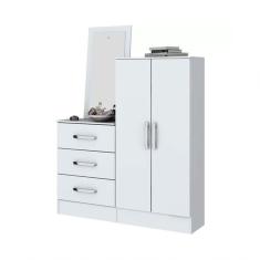 Cômoda 2 Portas 3 Gavetas Com Espelho Henn Branco