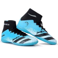 chuteira futsal botinha cano longo adulto 36 ao 43 - impulso, Azul, 42