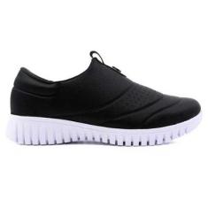 Tênis Feminino Slip On Elastano Preto Usaflex AE2229-Feminino
