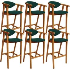 Kit 06 Banquetas Alta Para Cozinha Bancada Bar Sala de Jantar Fixa Cec