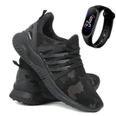 Kit Tênis Challenge Treino Academia Caminhada Macio e Confortável + Relógio LED Touch-Unissex