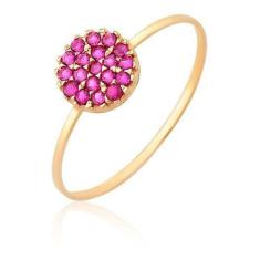 Anel Pavê Solitário Pedras Vermelhas Ouro Puro 18k As523 - MAEHLER Art