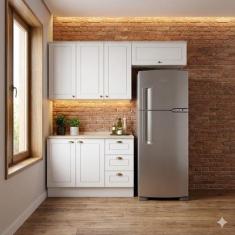 Cozinha Compacta 200cm Americana com Tampo 3 peças 6 Portas 3 Gavetas 