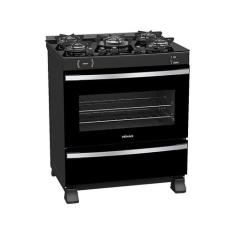 Fogao 5 Bocas Venax Maxi Vitreo Preto Fosco Gas Glp, Preto, Bivolt