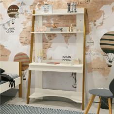 Escrivaninha 172cm com Estante Simba Móveis Reller Areia Fosco