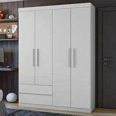 Guarda Roupa Solteiro 4 Portas 2 Gavetas Zeus Móveis Lopas Branco