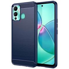 Capa de celular para Infinix Hot 12 Play, fibra de carbono refinada, anti-queda, anti-impressões digitais, proteção total