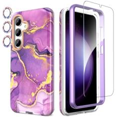 SHEDEER Capa projetada para Samsung Galaxy S24 Plus, com capa brilhante para câmera e protetor de tela, padrão chique à prova de desbotamento, proteção à prova de choque, capa de telefone elegante