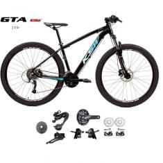 Bicicleta Aro 29 Ksw Xlt Kit 2x9 Gta Sunrun Freio Disco K7 11/36 Pedivela 24/38d Garfo Com Trava - Preto/azul Tam.19