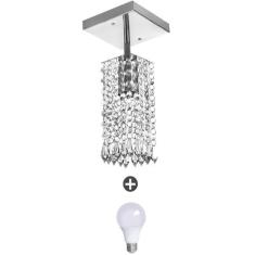 Lustre Clearcrillic Cristal Acrílico Quadrado Com Lampada - MARRYLUZ
