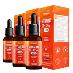 Biogens kit 3x vitamina d3+k2 mk7 kids frutas vermelhas 20ml