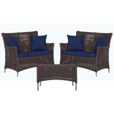 2 Sofás Área e Mesa Igapó Alumínio Pintura Fendi Corda Náutica Estofad