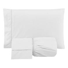 Jogo De Lençol Versatile Ponto Palito Simples 3 Peças King - Riffo Sto