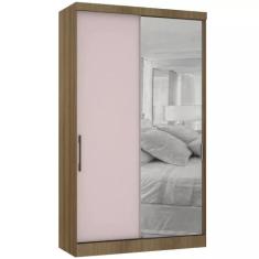 Guarda Roupa Modulado 134,50cm 2 Portas de Correr com Espelho Paris Lu