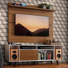 Rack Madesa Cancun com Pés e Painel para Tv até 65 Polegadas - Branco/rustic 9b5z