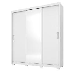 Guarda Roupa Casal Residence 3 Portas Branco Com Espelho E Pés - Demóbile Branco