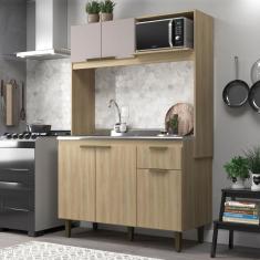 Cozinha Compacta Julia 5 Portas 1 Gaveta Dourado/Fumê - Jcarvalho