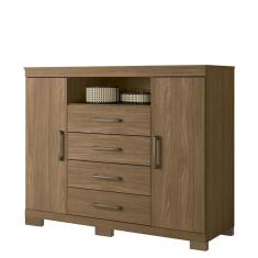 Cômoda Havana Master 2 Portas E 4 Gavetas Jatobá Com Pés - Santos Andirá Jatobá