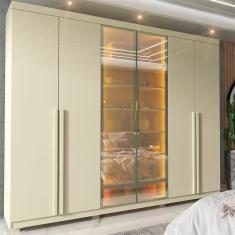Guarda-roupa Casal 6 Portas Com Pés Com Led Imperatriz Reflec