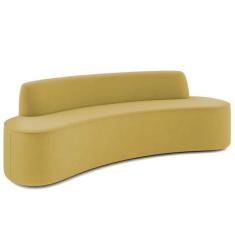 Sofá 3 Lugares Curvo Sala de Estar Living Cancún D02 Veludo Mostarda 2