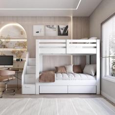 Beliche Infantil/juvenil 2 Gavetões e Escada com 4 Nichos Star Plus Ca