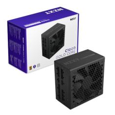 NZXT Fonte de alimentação C1000 Gold Core 1000W ATX 3.1-80 Plus Gold - Cybenetics Platinum - Totalmente modular - PCIe 5.1 600W 12V-2x6 - Ventilador Zero RPM - Capacitores 105°C - Preto