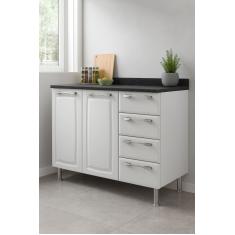 Bancada Itatiaia Diamante 2 Portas de Bater 4 Gavetas 1 Prateleira Interna com Tampo Aço - 105cm de Largura