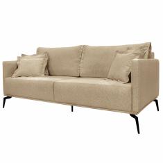 Sofá Decorativo 3 Lugares 200cm Pés em Aço Stagno Linho Bege - Gran Belo