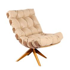 Poltrona Giratória Costela Couro Legítimo