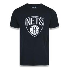 Camiseta Manga Curta Nba Brooklyn Nets Preto Mescla Cinza New Era