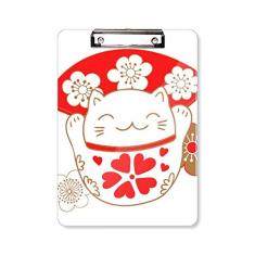 Cherry Blossoms Lucky Fortune Cat Japan Prancheta pasta de escrita placa de apoio A4