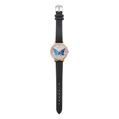 Relógio de pulso feminino de liga de aço inoxidável com mostrador , relógio de quartzo ajustável e leve para (rosa), Preto, 21.5X3.5CM