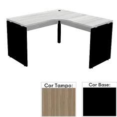 Mesa de Escritório em L Pé Painel Pe25 em Mdp 125 x 125 x 60 cm Cor Noce Naturalle e Base Preta