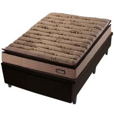 Colchão Solteiro Hellen Van Gogh Espuma D33 + Base Box MGA Lift Cotton com Baú e Pistão à Gás - 68x88x188xm - Caqui/Marrom