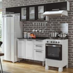 Cozinha Completa 4 Peças 08 Portas 2 Gavetas Luce Itatiaia Branco/Preto