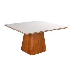 Mesa Quadrada Tampo em Madeira Maciça e Verniz Bergame Authentic Espresso Móveis Champagnhe/Off White