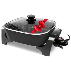 Panela Frigideira Elétrica Antiaderente 7L Multifuncional, 1200W, 110V, ELITE GOURMET EG6201, Preto