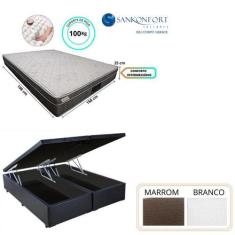 Conjunto Cama Box Baú Casal Queen + Colchão Sankonfort Riviera Molas E