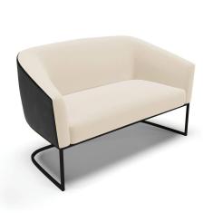 Sofá Namoradeira 2 Lug Industrial Preto Stella Pto-linho D03 - D`rossi Cor Bege