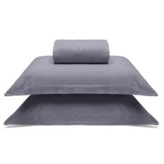 Jogo de Cama Buettner Queen Malha 100% Algodao Liso 3 Peças Image Cinz