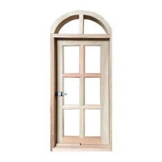 Janela de Madeira Vitro Capelinha Pivotante em Arco Padrão Cedro Esqua