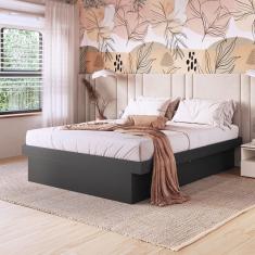 Cama Casal Bogotá com Baú Articulável Grafite - Art In Móveis